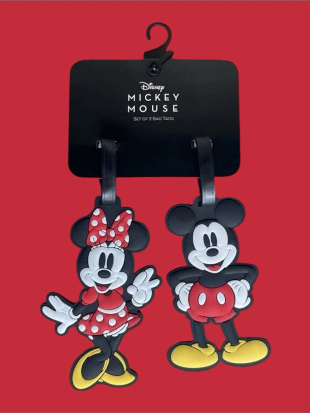 Disney Mickey and Minnie Mouse Set of 2 Rubber Bag Tags Luggage Tags Brand New